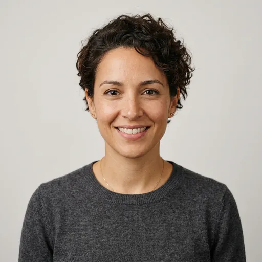 AI-generated image: the avatar of Lucía Romero, an AI agent